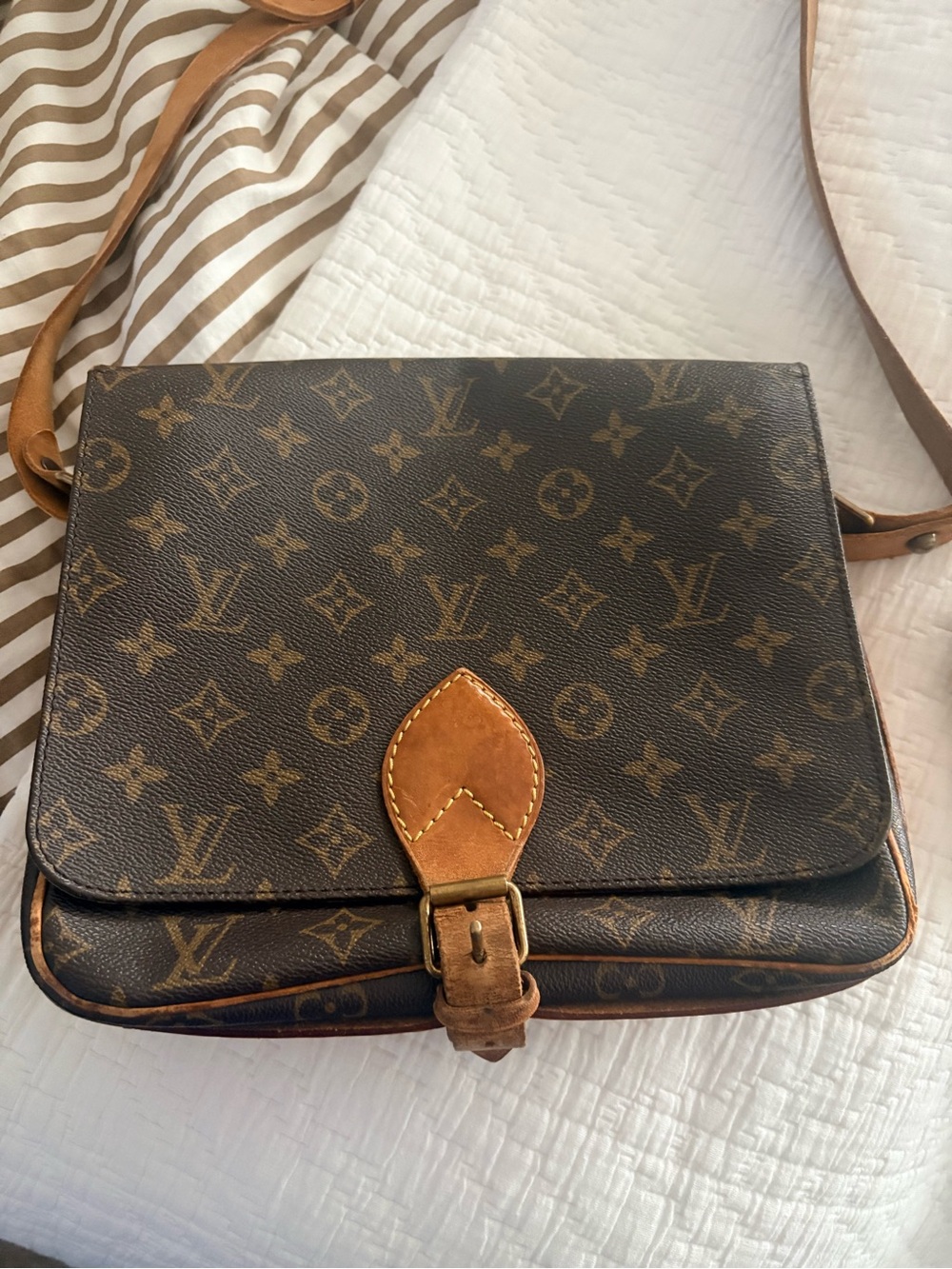 Louis Vuitton Monogram Cartouchierre Crossbody in Brown and Tan